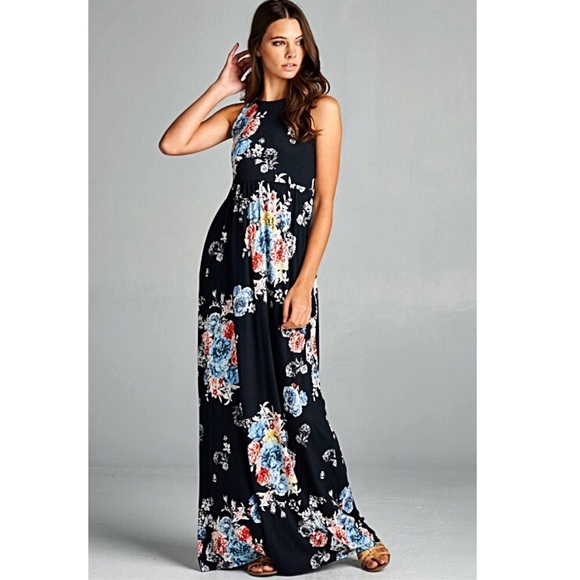 Angelique's Atelier Dresses & Skirts - Black Floral Maxi Dress